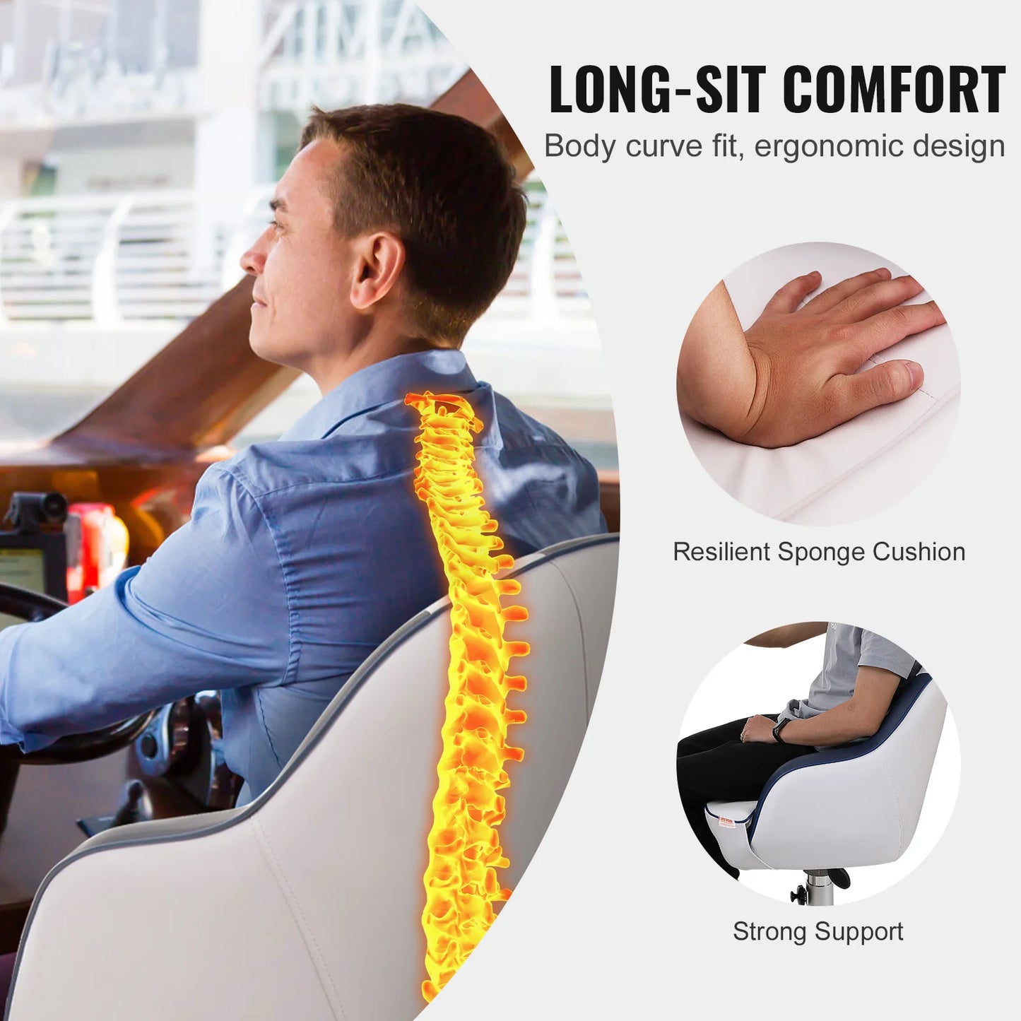 SucceBuyCaptain Bucket Seat Pontoon Boat Seat with Thickened Sponge Padding Boat Captain Chair for Fishing Boat Sightseeing Boat