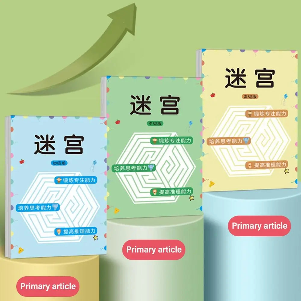 Multicolor Maze Training Book Paper Different Difficulty Levels Children's Concentration Train Intelligence Development
