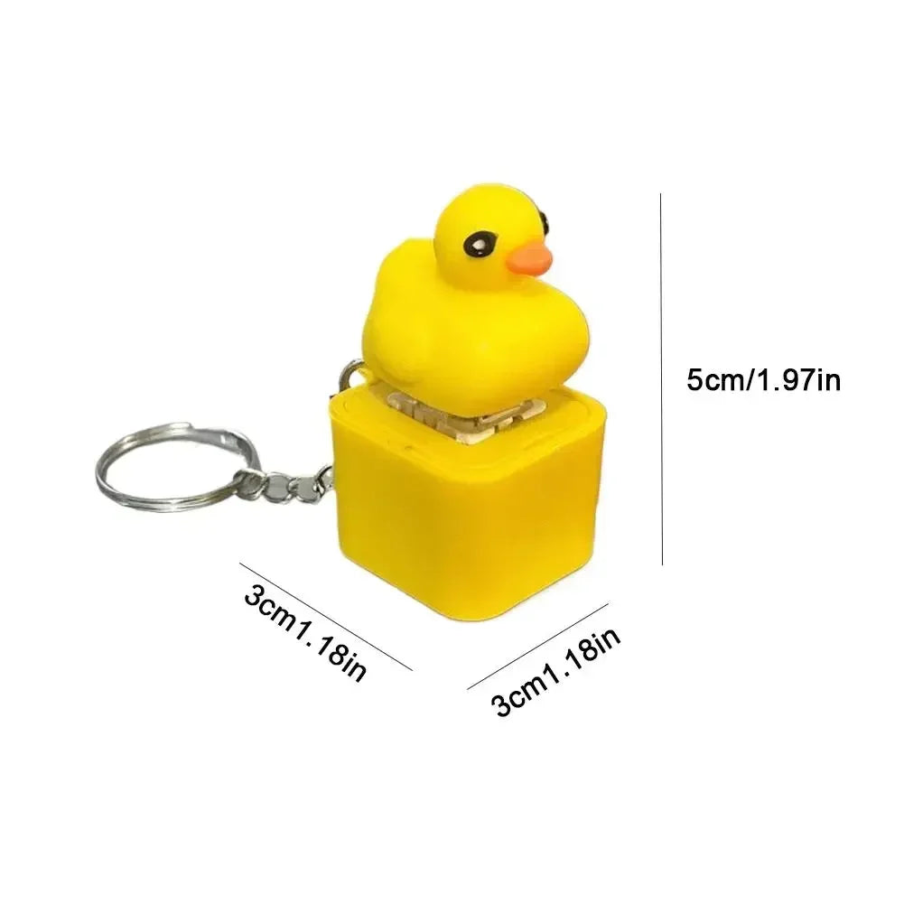 Little Yellow Duck Keychain Fidget Quacking Button Keyring Light-up Sound Toy Stress Relief Toy for Kids Adults
