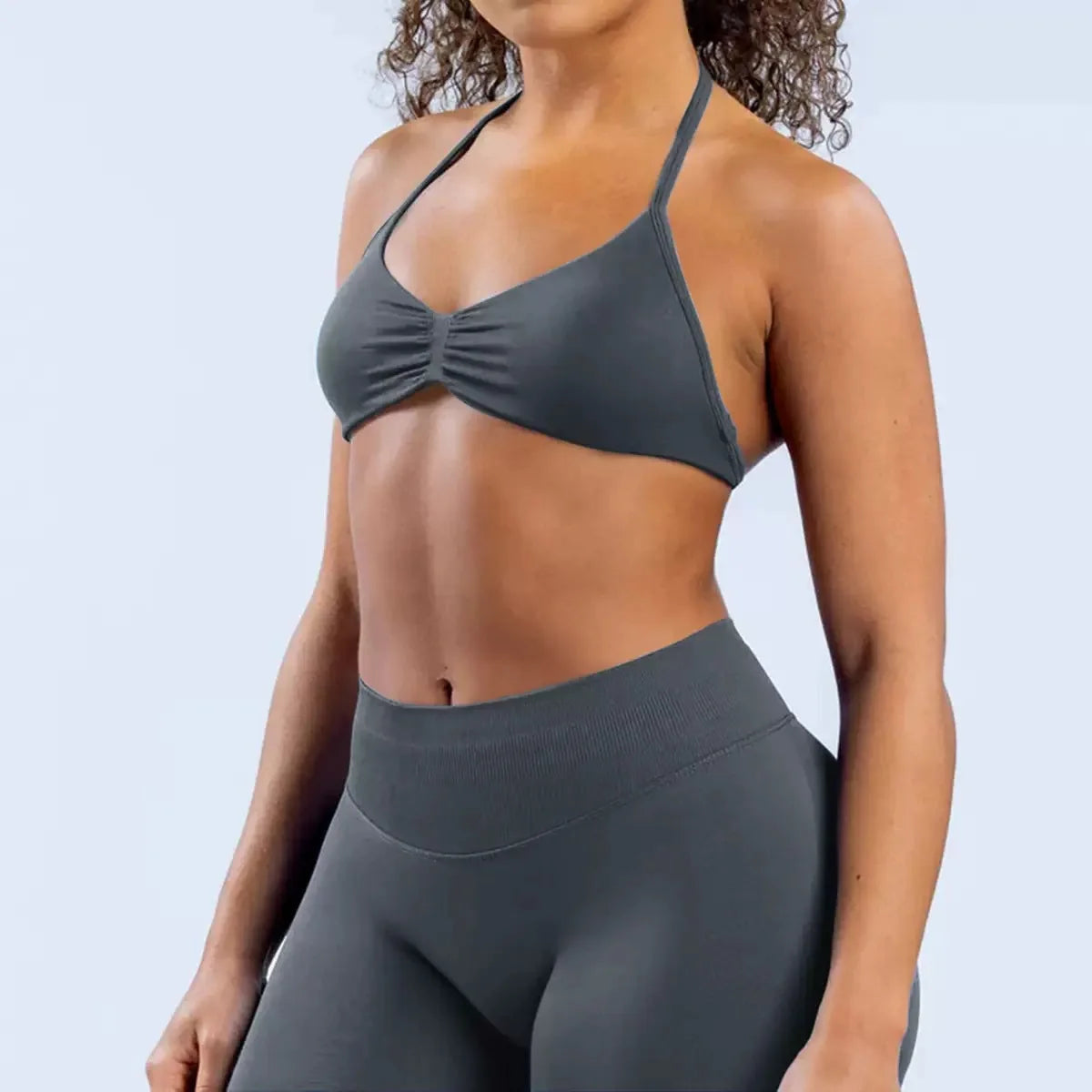 2PCS Gym Set Women Strappy Yoga Bra Top High Waist Workout Scrunch Shorts Sports Suit Seamless Yoga Set Fitness