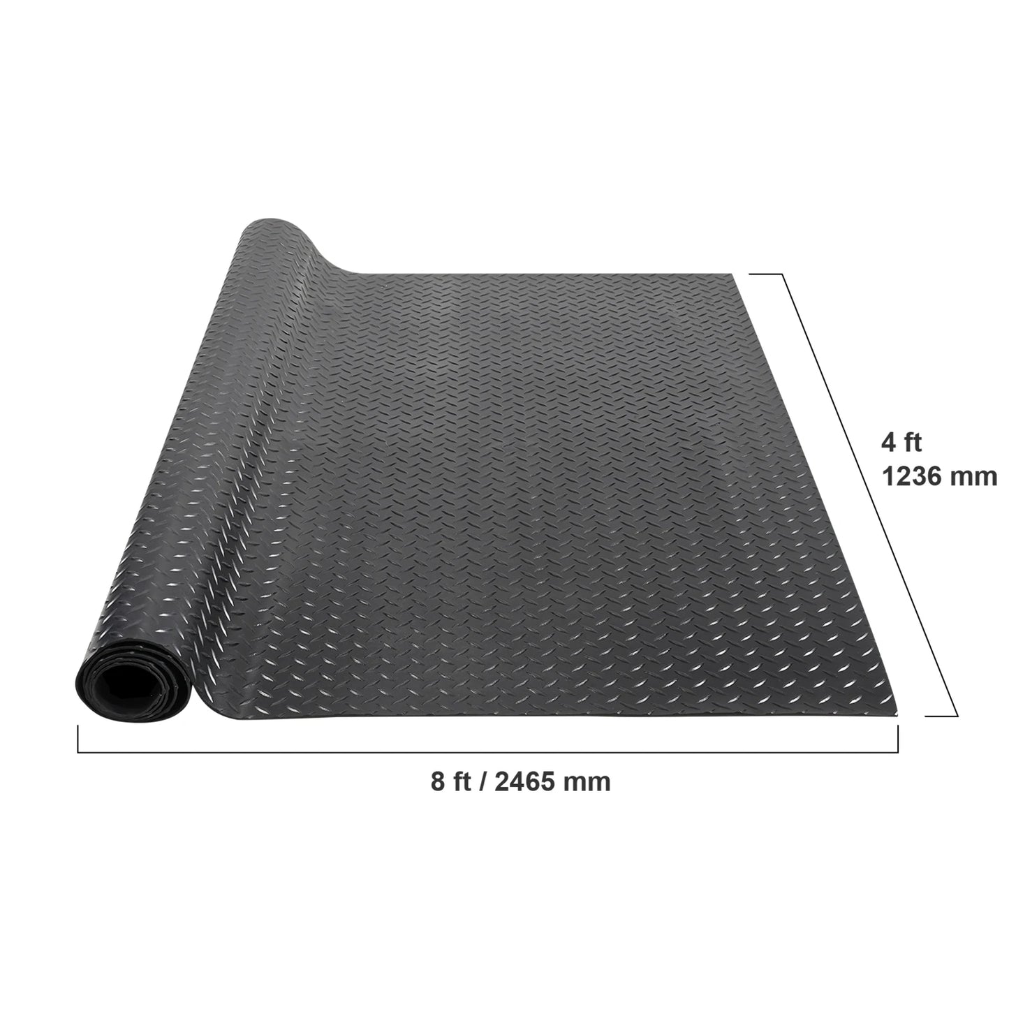 SucceBuy Diamond-Plate Rubber Flooring Roll 4 x 6/8/10/15 ft SBR Rubber Garage Floor Mat Easy to Clean for Under Cars Garage Gym
