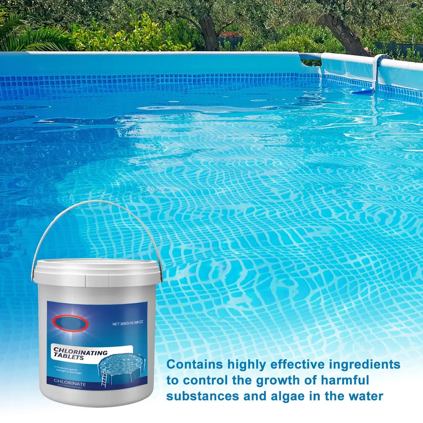 Pool Chlorinating Tablets 300g Multi-Purpose Pool Sanitizer Water Cleaning Effervescent Tablets for Swimming Pools Bathtub Spa