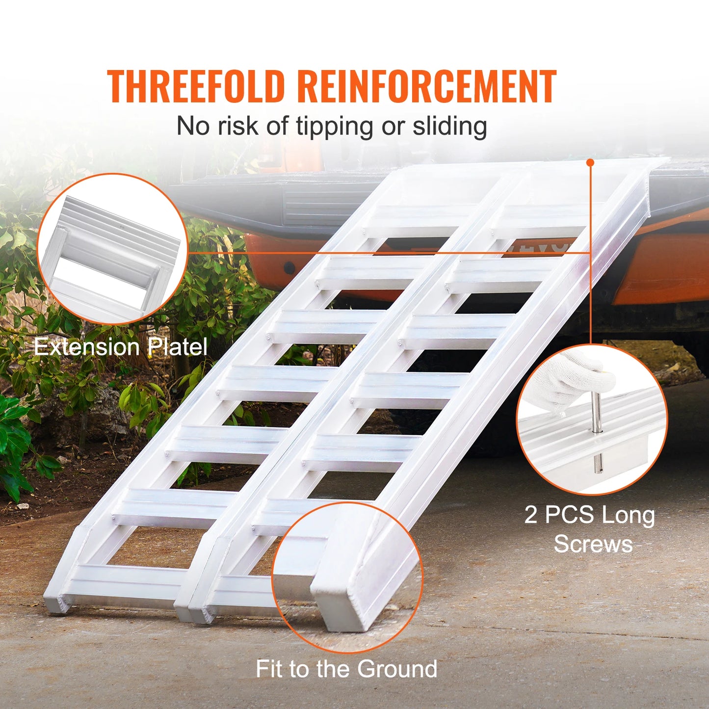 SucceBuy Aluminum Ramps 8810lbs Heavy-duty Ramp with Top Hook Attaching End Universal Loading Ramp for Motorcycle Tractor Truck