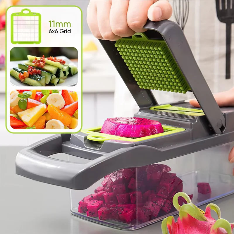 Hot 16Pcs Set Vegetable Chopper Onion Chopper With Handle Ideal For Food Grating Slicing Dicing And Shredding In Kitchen