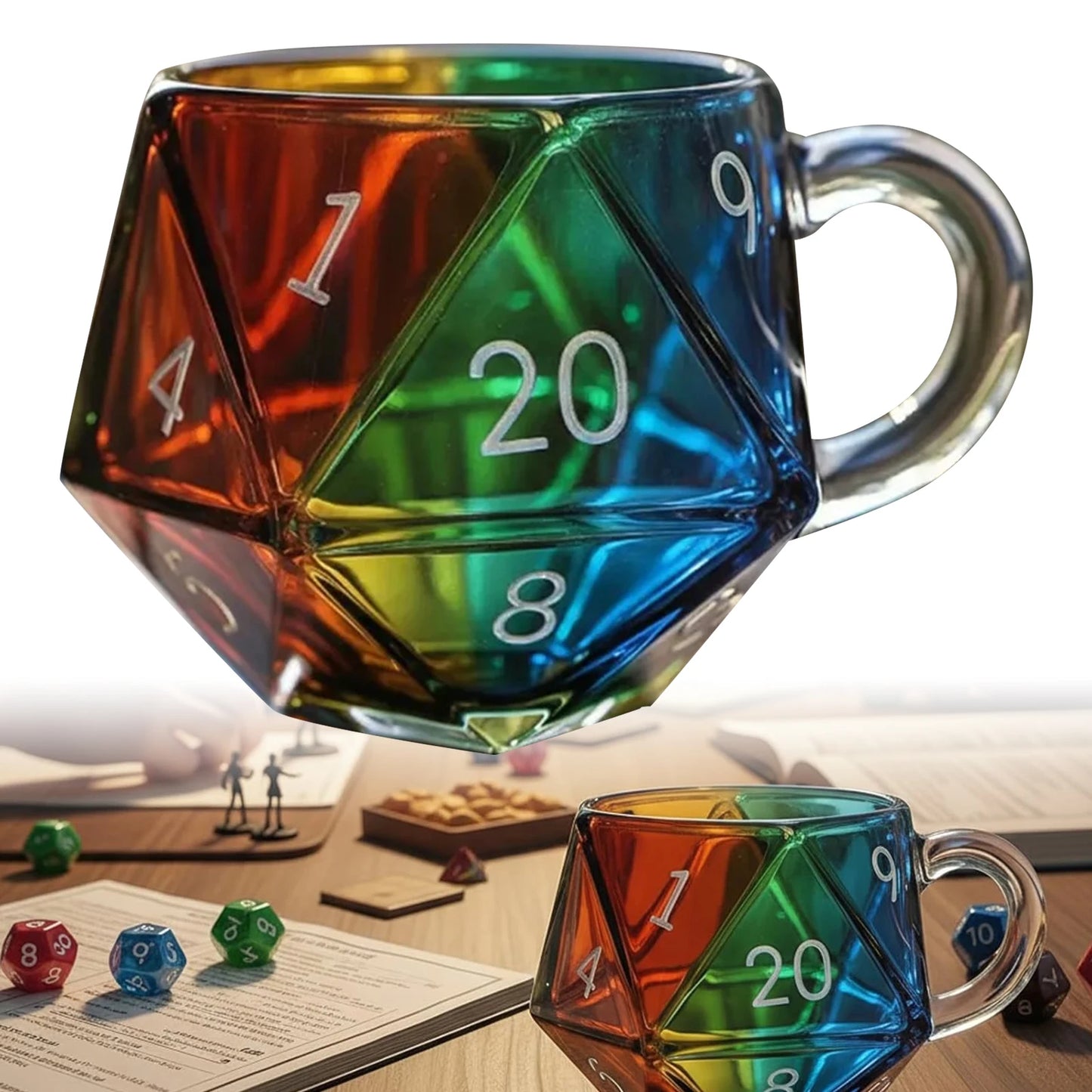 Glassware Mugs Elegant Original Breakfast Cups Polyhedral Dice Coffee Cup for Birthday Awesome Mug