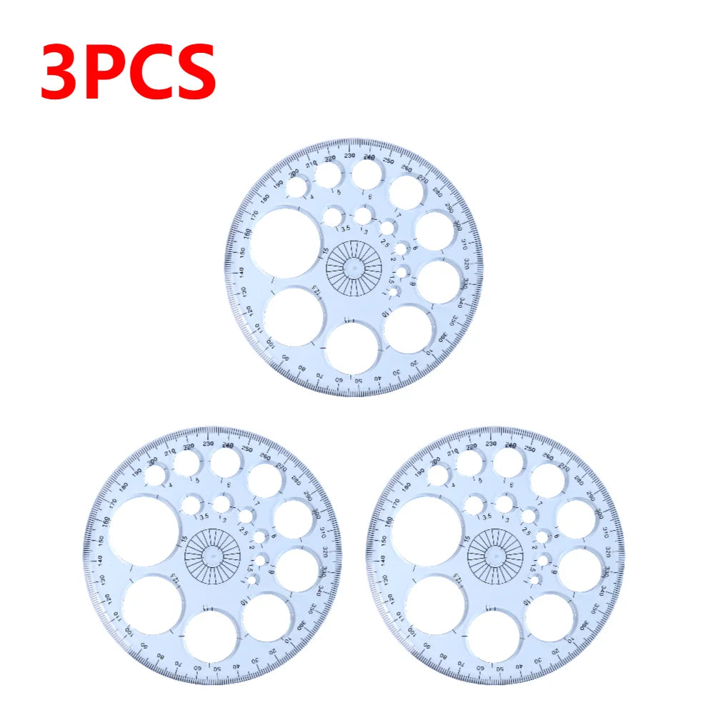 5-1PC Multifunction Geometric Template Plastic Measuring Ruler Circles Drawing Shape Geometric Drawing Stencils Tools for Office