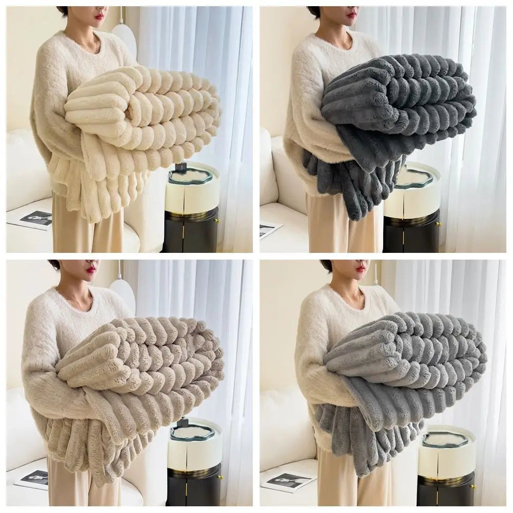 New Double Sided Warm Blanket Warm Breathable Throw Blanket Solid Color Skin-Friendly Conditioning Quilt