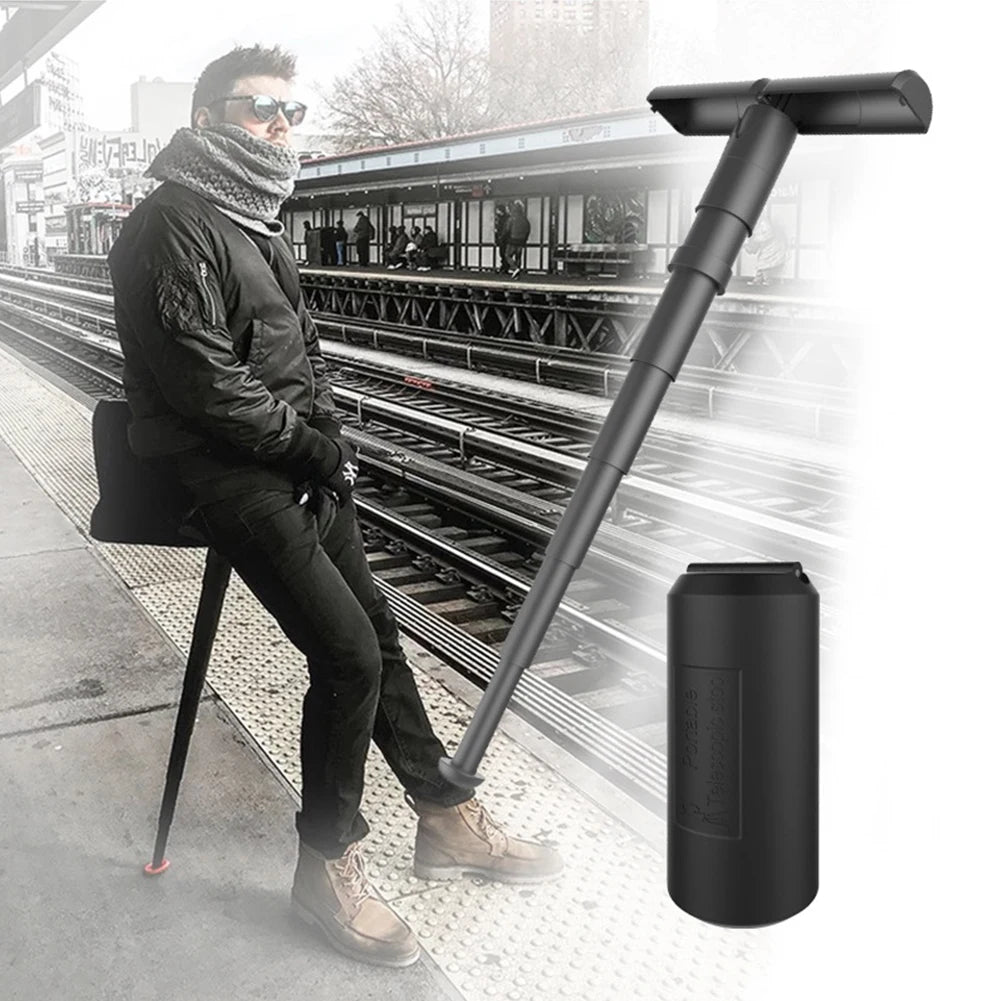 Portable Folding Chair Adjustable Outdoor Retractable Stool Subway Telescopic Stool Carry-On Folding Stool for Travel Queuing