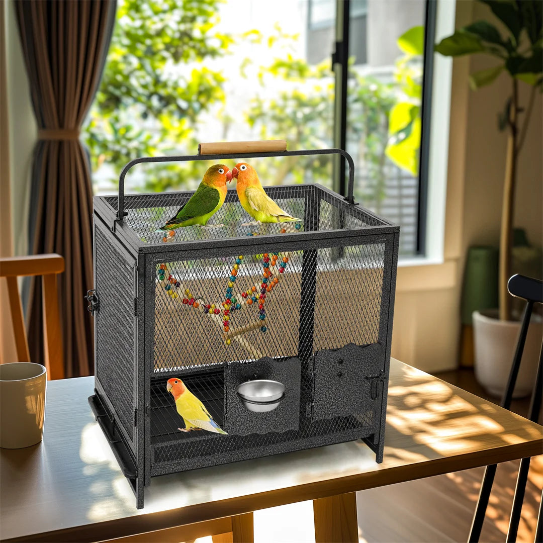 Portable  Bird Cage Playpen Travel Carrier Cage with Hammock Toy Removable Tray