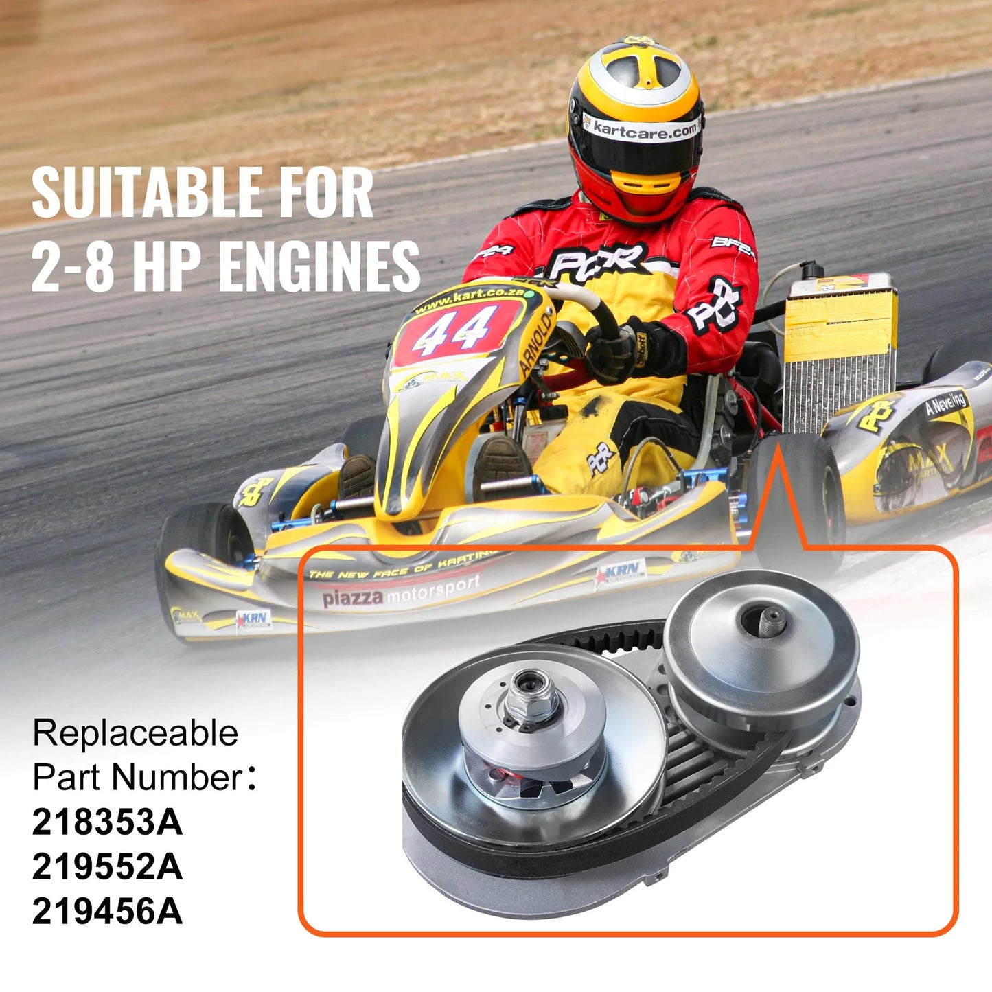 SucceBuy Drive Clutch, 2-8HP Engine, 2000 RPM High-Strength Drive Clutch with Asymmetric Designed Wheels Fit for Various Engines