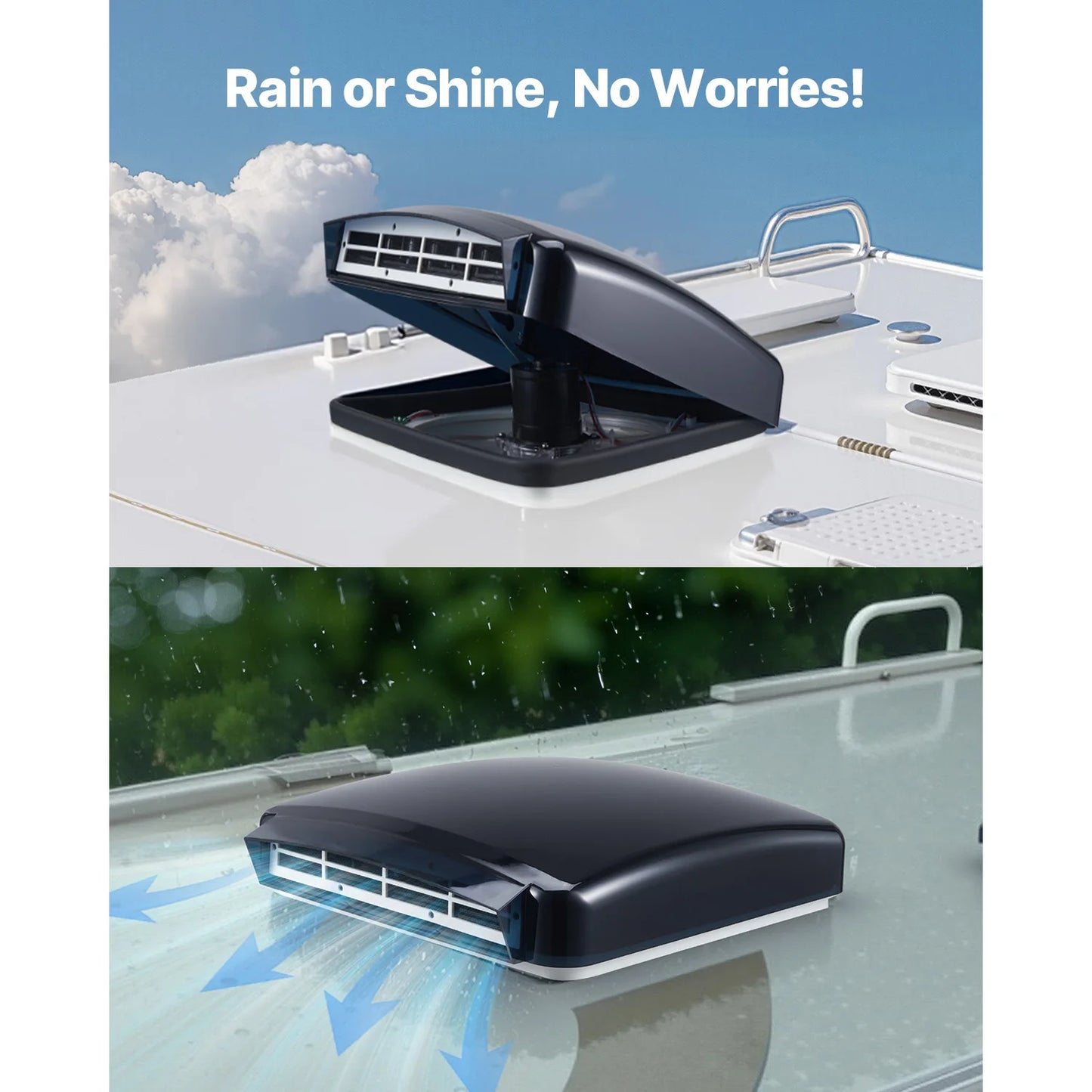 SucceBuy  RV Vent Fan14 inch RV Roof Vent Fan 12V 10-Speed Reversible Fan with Remote Control Power Top Lid 12 inch Fan Blade