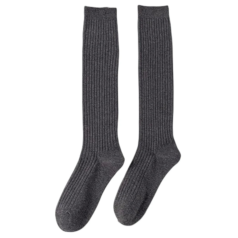 New Women's Stockings Spring Trends Casual Preppy Style Knee High Socks Female High Quality Solid Color Long Socks Comfy