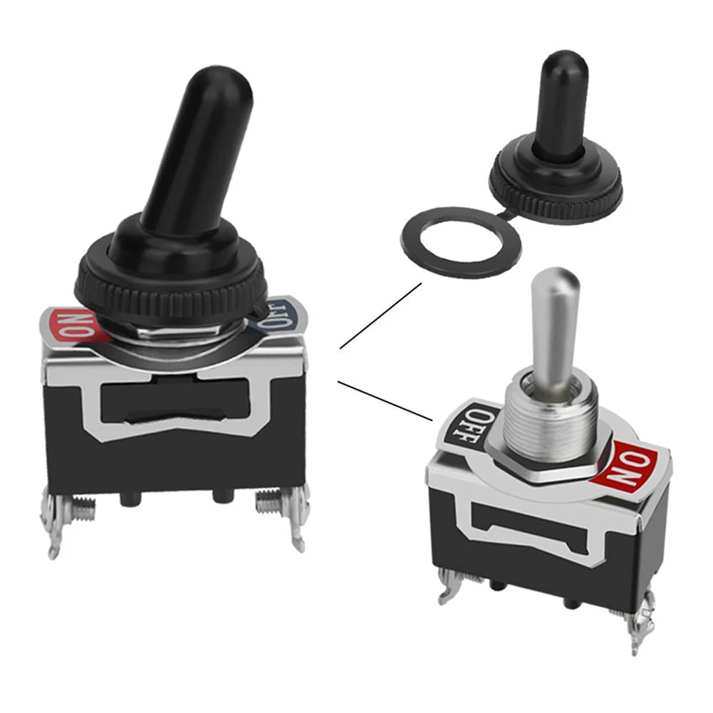 Heavy Duty Car Boat On Off 12V Toggle Flick Switches with Waterproof Cover Car Rocker On Off SPST Terminal Auto Toggle Switch