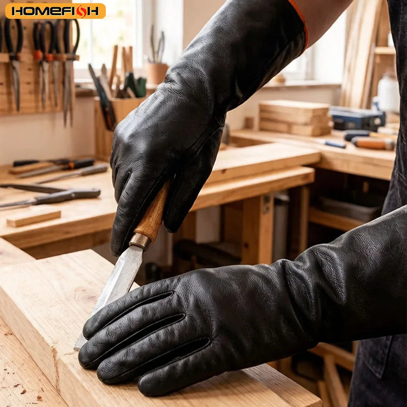 35cm Cleaning Gloves Latex Fingers Crubbing Rubber Kitchen Dishwashing Kitchen Tools Washing Scrub Silicone Gloves Black New