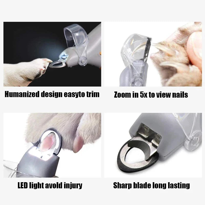 1PC LED Pet Nail Clipper, Multifunctional Nail Trimmer for Dog Cat, Professional Pet Grooming Cleaning Supplies