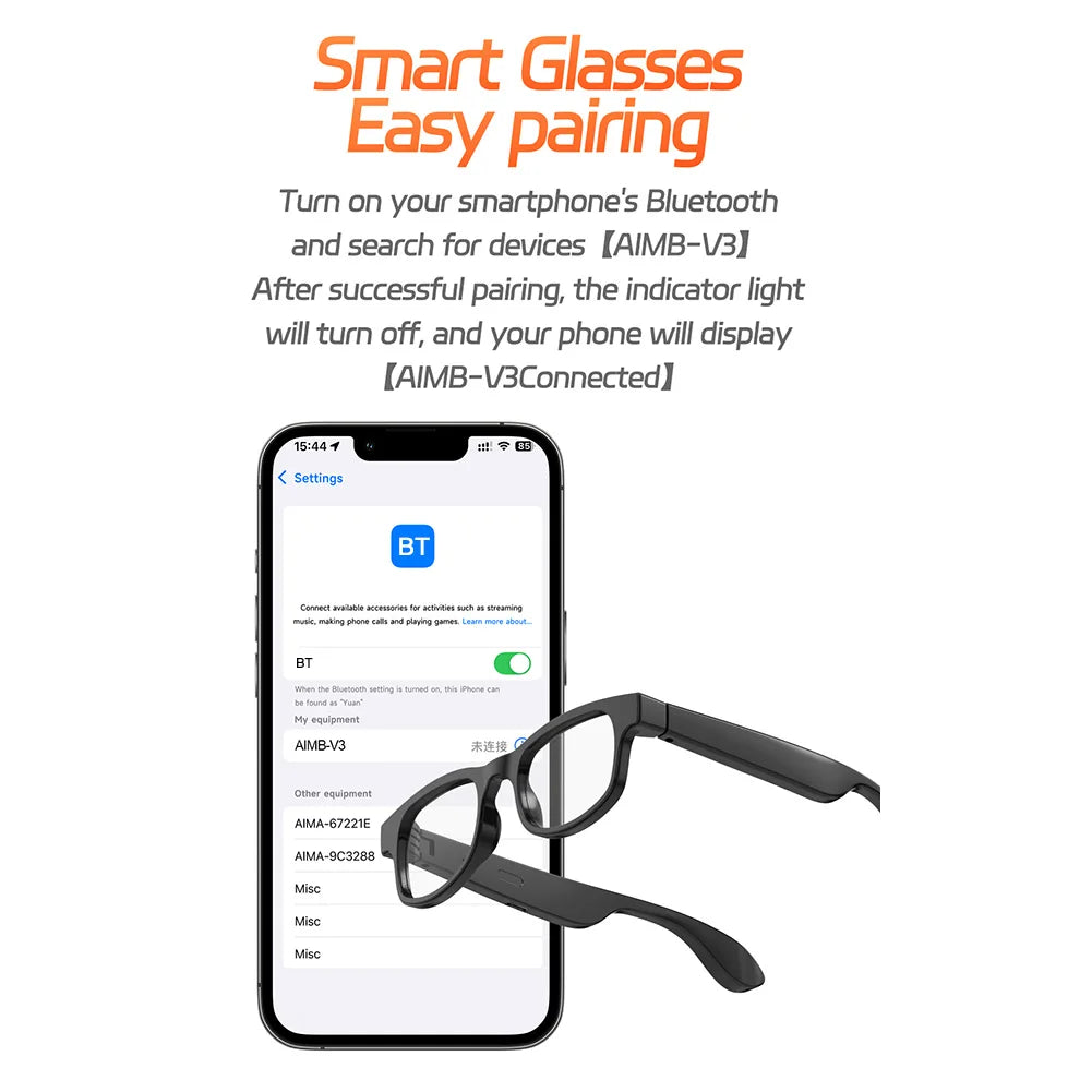 AI Smart Glasses Photochromic Multifunction 144 Language Bluetooth Calling Voice Assistant Music Player Translate Camera Glasses