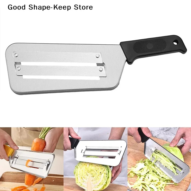 Stainless Steel Double Blade Cabbage Manual Slicer Multifunctional Cabbage Slicer with Handle Manual Vegetable Chopper