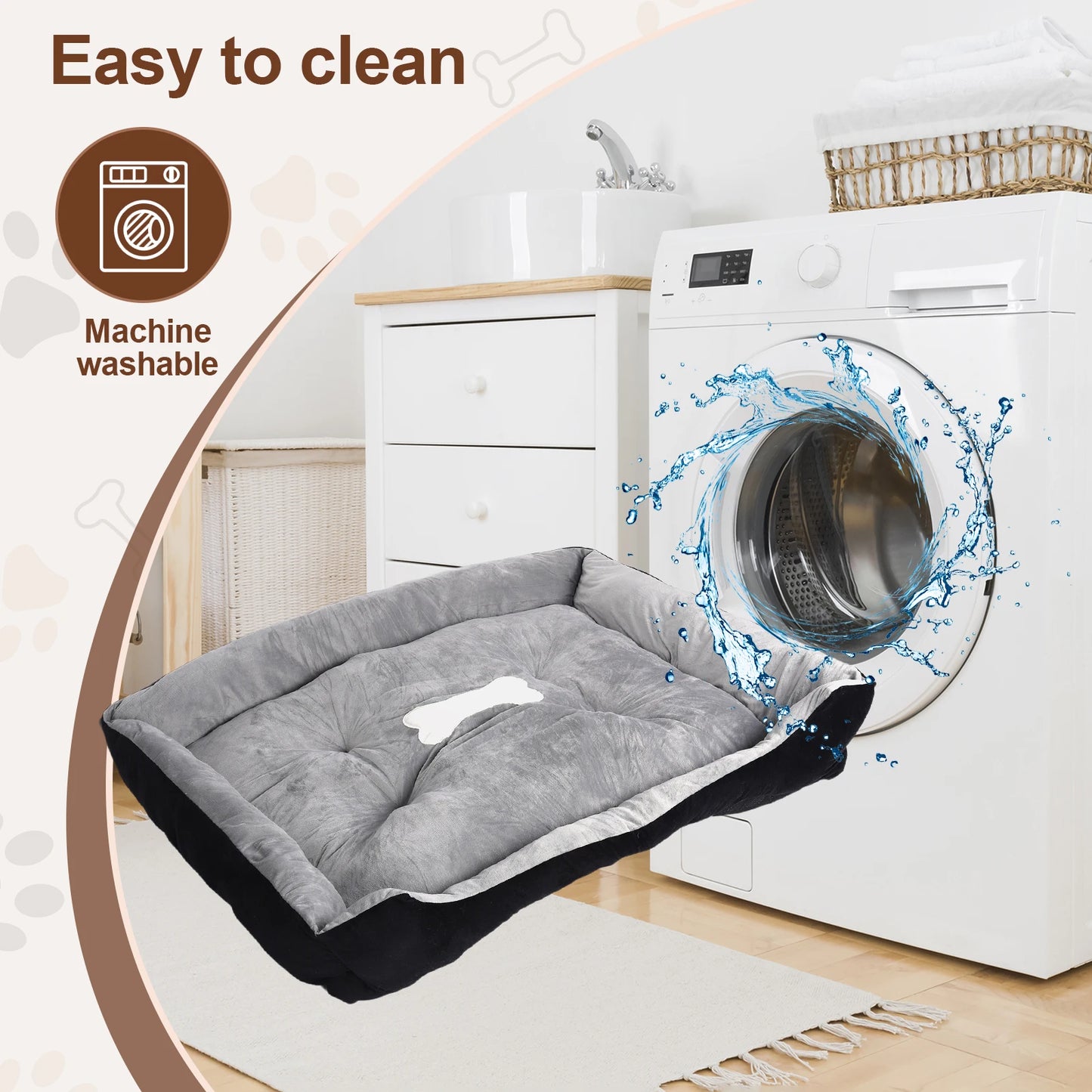 Square Nest Pet Kennel with Pillow & Blanket Pet Warm House Washable Cotton Soft Cat Mat for Small Medium Animal Doghouse