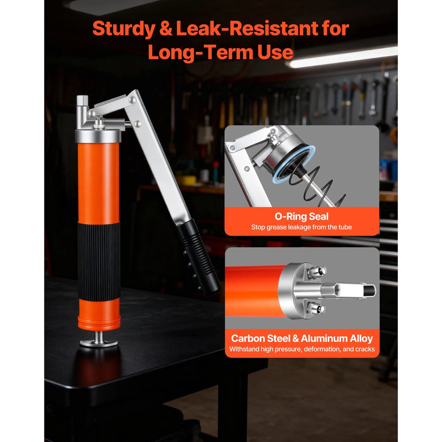 SucceBuy 10000 PSI Grease Gun High Pressure Pistol Grip 14 oz Grease Gun Kit with 18in Flex Hose &Nozzle for Automotive Marine