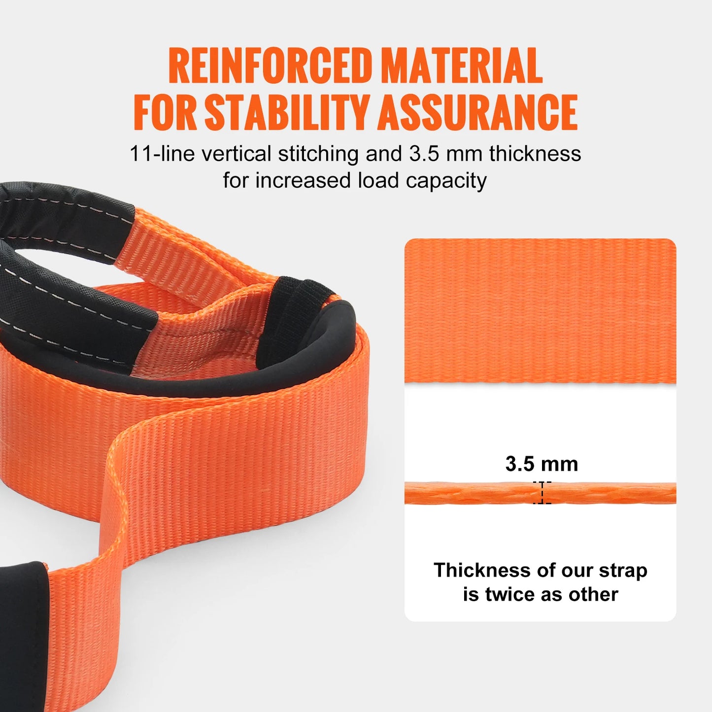 SucceBuy 30ft Car Tow Cable Trailer Towing Pull Rope 3in Winch Line Extension Strap for Van Road Recovery Car Accessories