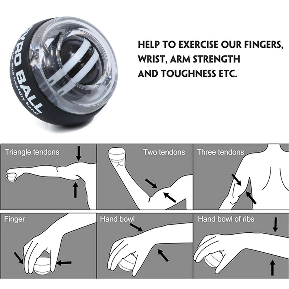 Wrist Power Wrist Hand Ball Auto-Start Grip Ball Strengthener Gyroscopic Arm Gyro Hand Ball Home Fitness Forearm Exerciser