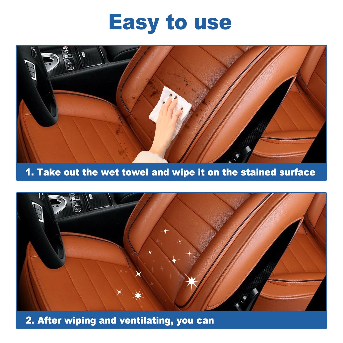 Rayhong 3in1 Interior Car Cleaning Wipes for Dashboard Cleaner Plastic Steering Wheel Screen Quick Detailer Auto Interior 10PCS