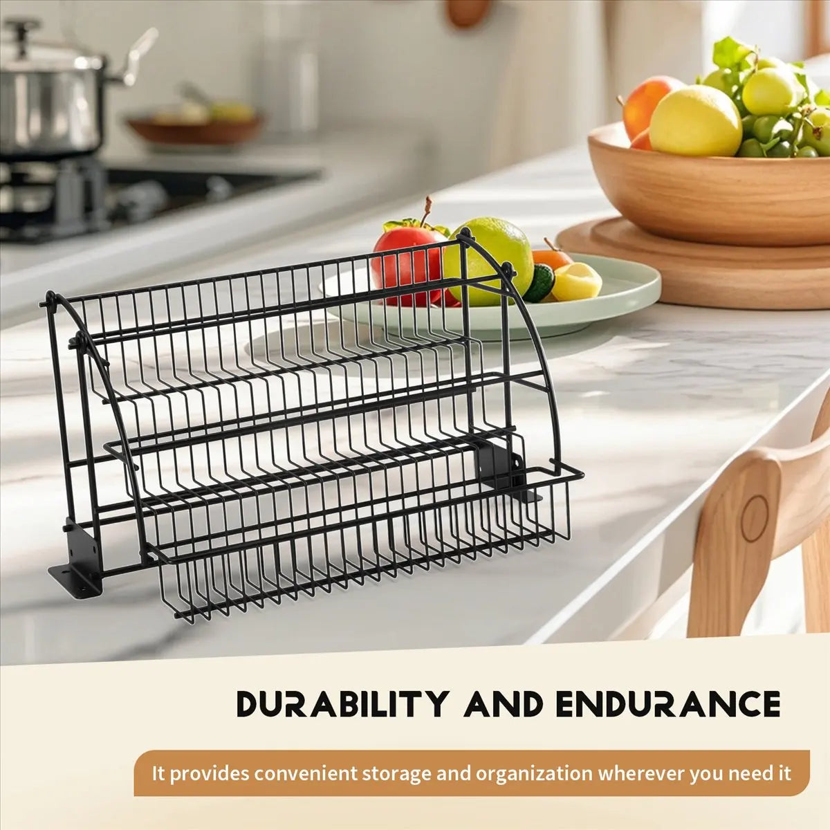 Metal 3-Tier Pull Down Spice Rack - Easy Reach Retractable Large Capacity Kitchen Storage Shelf Organizer for Cabinet A