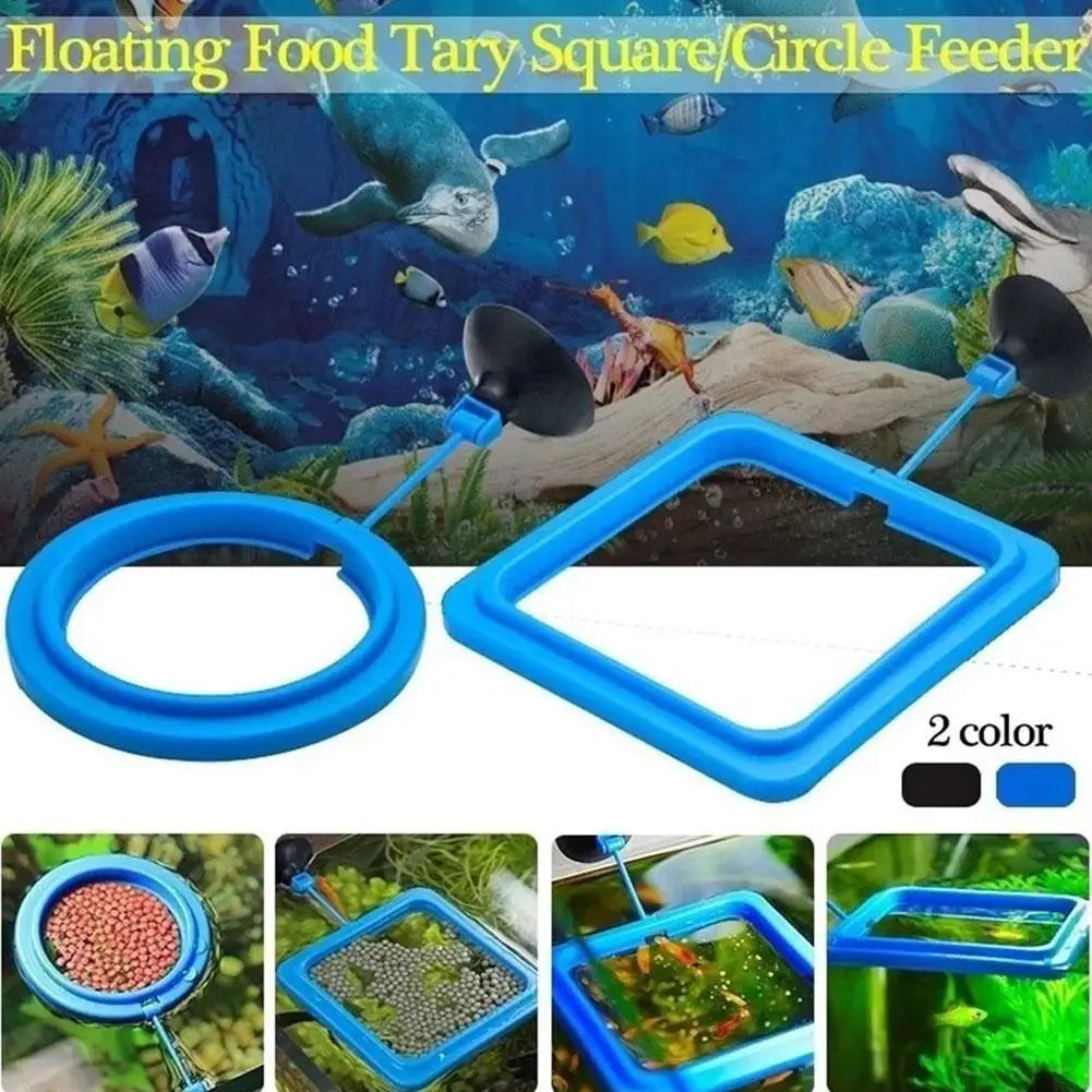 Aquarium Fish Feeding Fish Tank Blue Floating Station Food Tray Feeder Prevent Food Dispersion Fish Pinch with Suction Cup