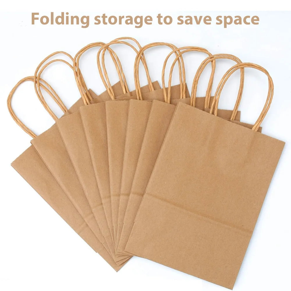 50pcs Bulk Kraft Paper Bags Gift Shopping Carry Craft Brown Bag with Handles AU