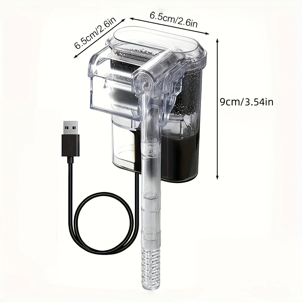 New Aquarium Hanging Filter Mini Filter Fish Tank USB power interface 2.5W Flow 250H/L Suitable for fish tanks below 30cm
