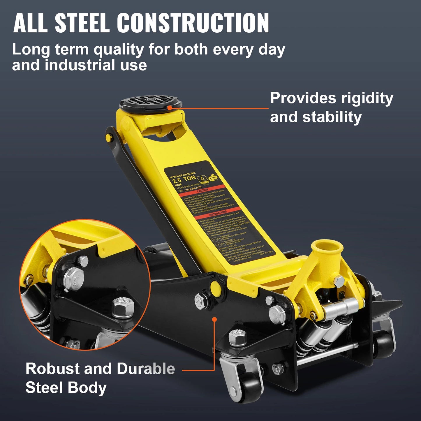 SucceBuy Floor Jack Profile Floor Jack Heavy-duty Steel Racing Floor Jack Quick Lift Pump Floor Jack Lifting Range 3.64"-19.49"