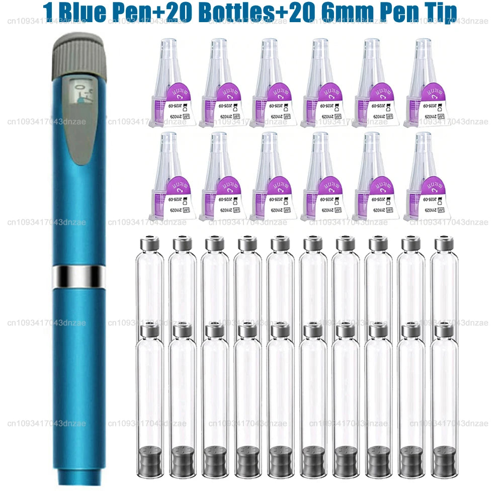 Reusable Injection Pen Magic Pen Kit+3ml Sterile Cassette Bottle Cartridges+32/31G 4/6/8mm Disposable Pen Tip for Lilly Insulin