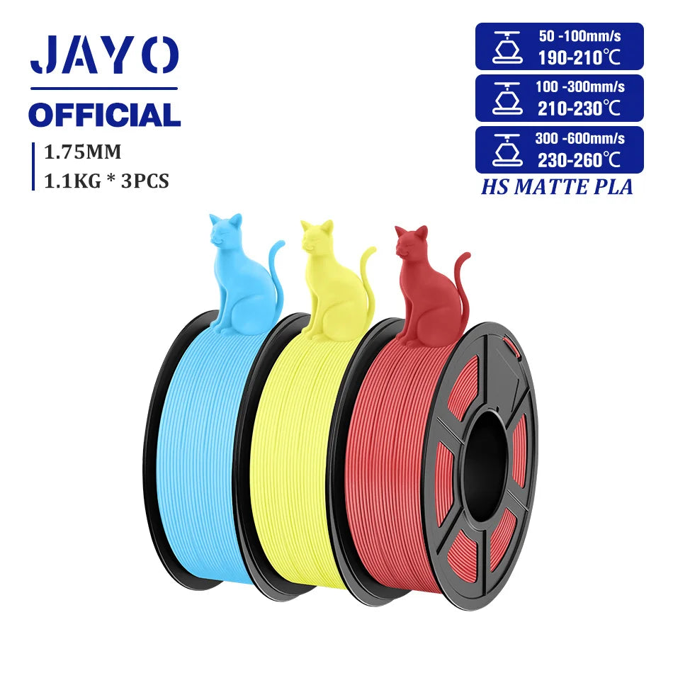 JAYO PLA Classic 1.75mm 3D Filament High Speed Matte PLA Filament For FDM 3D Printers 600mm/s High Speed Printing Materials