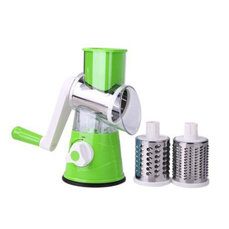 3-in-1 Rotating Cheese Grater Multi-Function Manual Vegetable Slicer Peanut & Cheese Grinder Vegetable Chopper