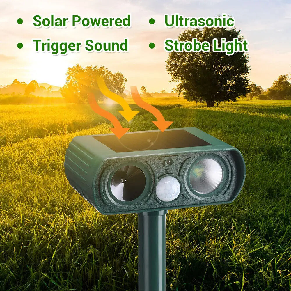 1/2pcs Ultrasonic Solar Power Animal Repellent Pest Repeller PIR Dog Cat Bird