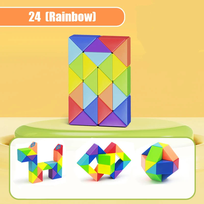 24-72 Segments Magic Rule Snake Multi-color 3D Puzzle Fidget Toys Decompression Transformable Cubes Educational Toys