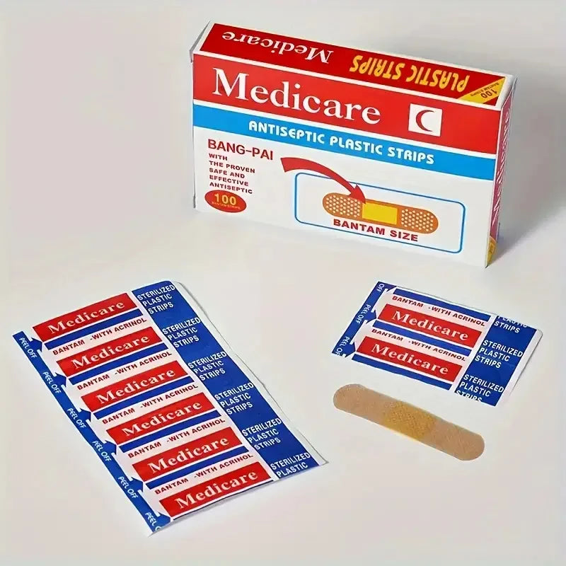 100pcspack Waterproof Wound Dressing Patches Tape First Aid Self-Adhesive Plaster Bandage Non-woven Fabrics Band Aid for Kids