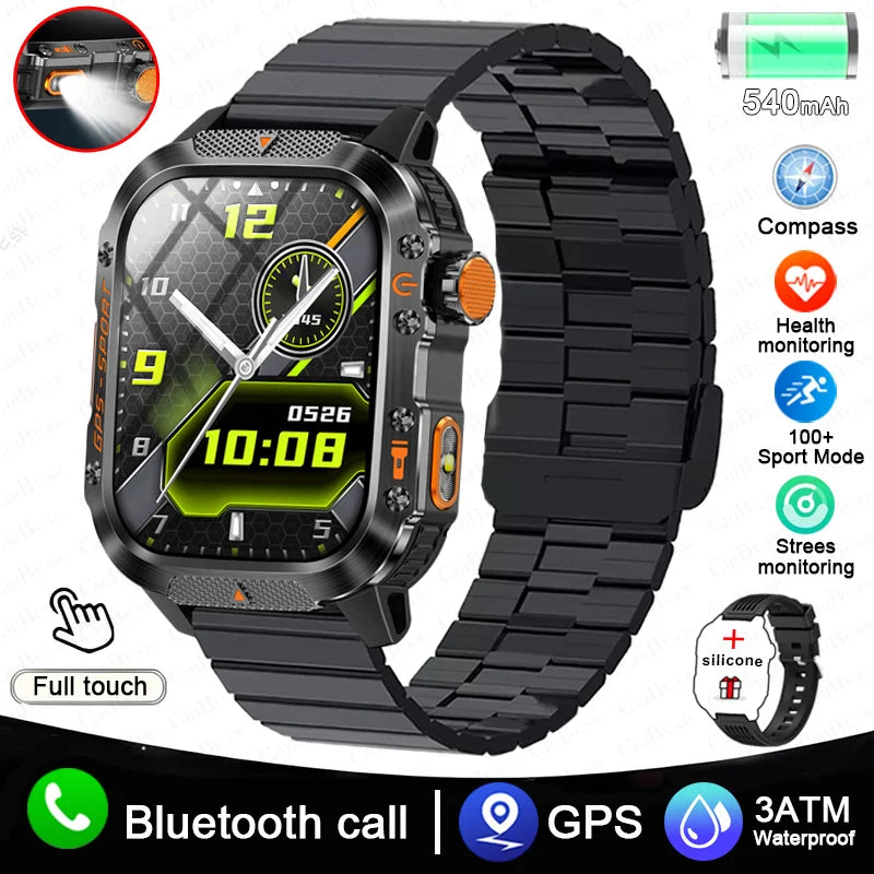 2025 New Military GPS Sports Smart Watch Men 3ATM Waterproof Compass 540mAh Bluetooth Call Heart Rate Smartwatches Android IOS