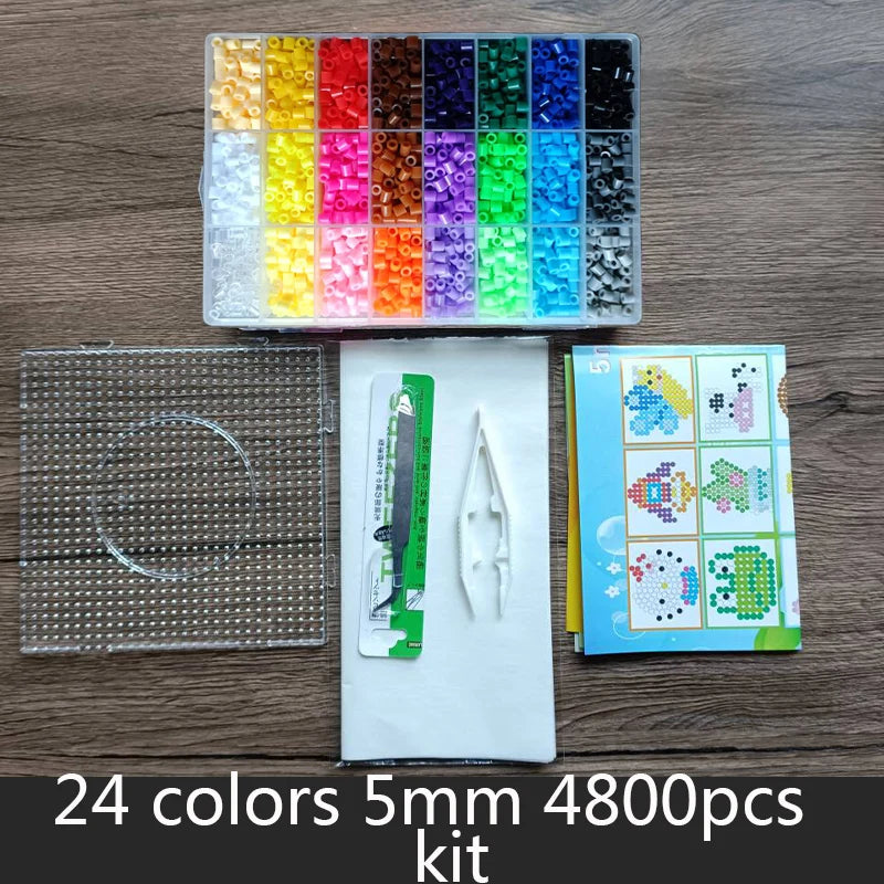 2.6/5mm Hama Beads Toy 24/72 Colors Perler Iron Beads Kit Kids 3D Puzzles DIY Toys Fuse Beads Pegboard Sheets Ironing Paper Set