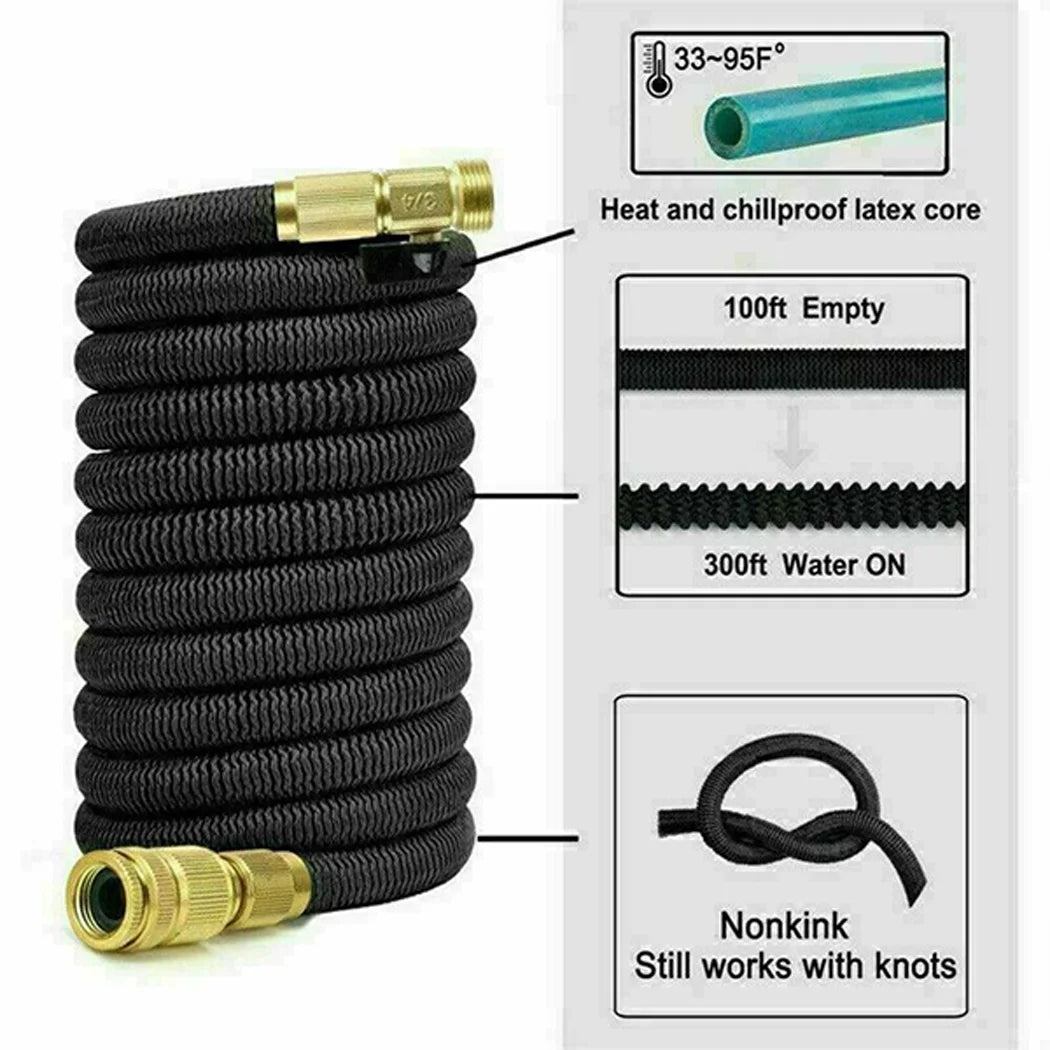 PORIYA 25-100FT Flexible Expandable Garden Water Hose Pipe Car Wash W/ Spray Nozzle Gun