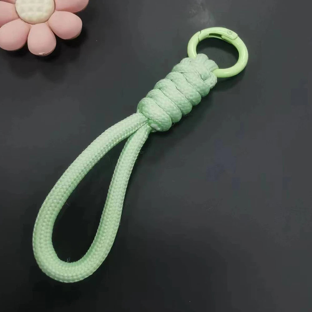 12cm Paracord Braided Woven Keychain Wrist Rope Phone case Anti-lost Rope Strap Key Ring Tactical Survival Tool Backpack Buckle