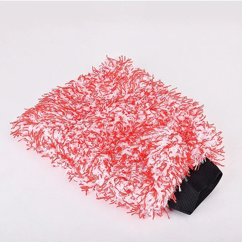 Double Sided Thick Plush Car Cleaning Gloves Ultra-fine Fiber Water Absorbing Cleaning Coral Fleece Large Car Wash Gloves