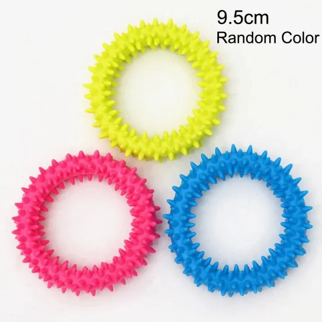 Dog Chew Toy TPR Teeth Cleaning Pet Toys For Small Medium Large Dogs Interactive Bite Resistant 3 Ring Tug Dog Toy Pet Supplies