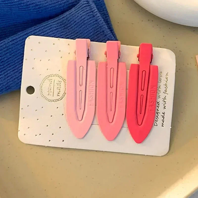 2-4pcs Cherry Pink Seamless Edge Clip Women Girl Sweet Beauty No Bend Hair Side Clip Duckbill Clip Bangs Hairpin Hair Style Tool