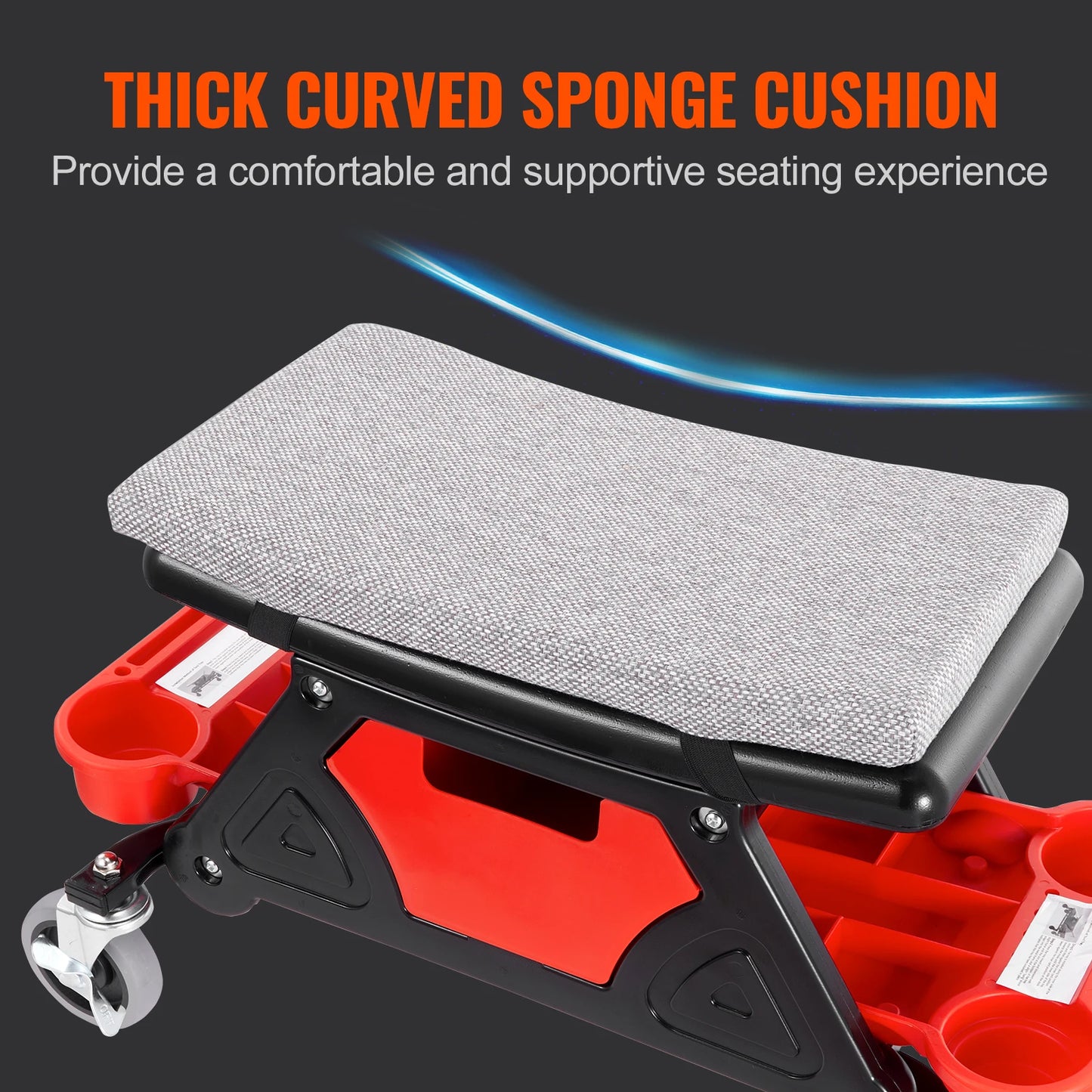 SucceBuy Rolling Mechanic Seat 300LBS with Wheel Tool Tray Drawer Heavy Duty Roller Creeper Seat for Home Garage DIY Automotive