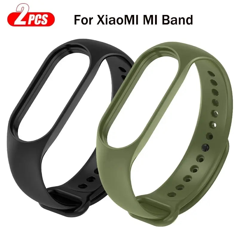 2Pcs Watchband For Mi Band 7 6 5 4 3 Bracelet Xiaomi Mi Band Strap Silicone Sport Replacement Wristband Smartwatch Accessories