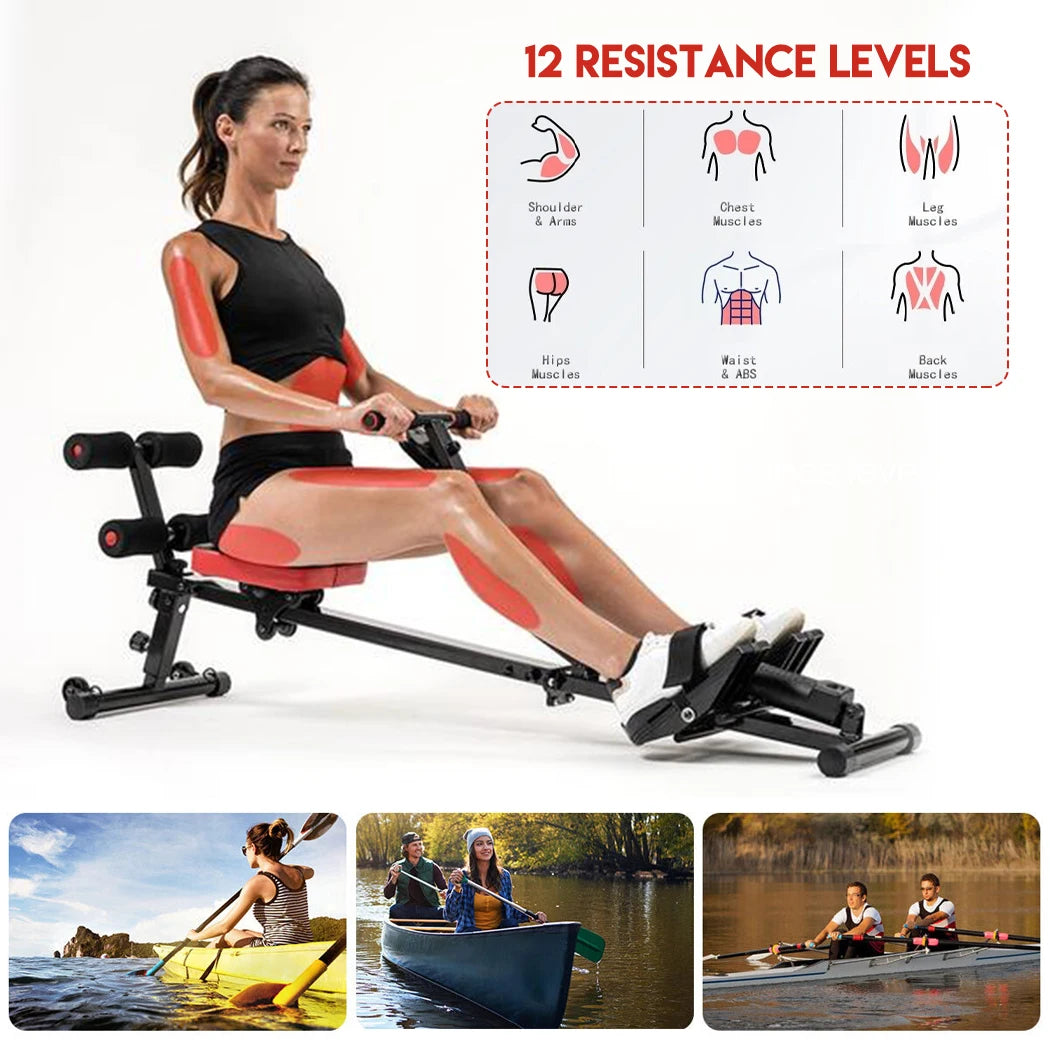 PORIYA Rowing Machine Rower Resistance Exercise Fitness Gym Home Cardio