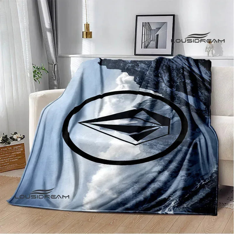 V-VOLCOM LOGO Printed blankets Flannel Warm blanket Soft Cozy Blanket Travel Blankets bed linings cubre cama Birthday Gift