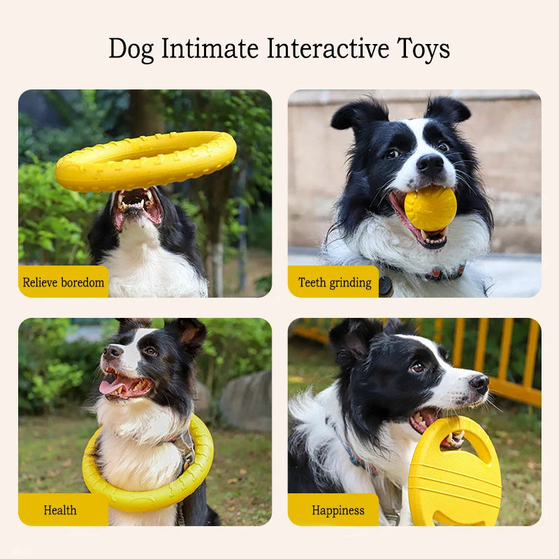 EVA Durable Dog Toys 4 Pack  Flying Disc + Ball + Tug Rope for Puppy&Adult Dogs  Chew-Proof Teeth Cleaning Set（2024 Best Seller）