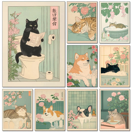 Cat in Bathtub Diamond Painting Retro Animal Picture Full Diamond Mosaic Embroidery Cross Stitch Kits Home Decor New Arrivals